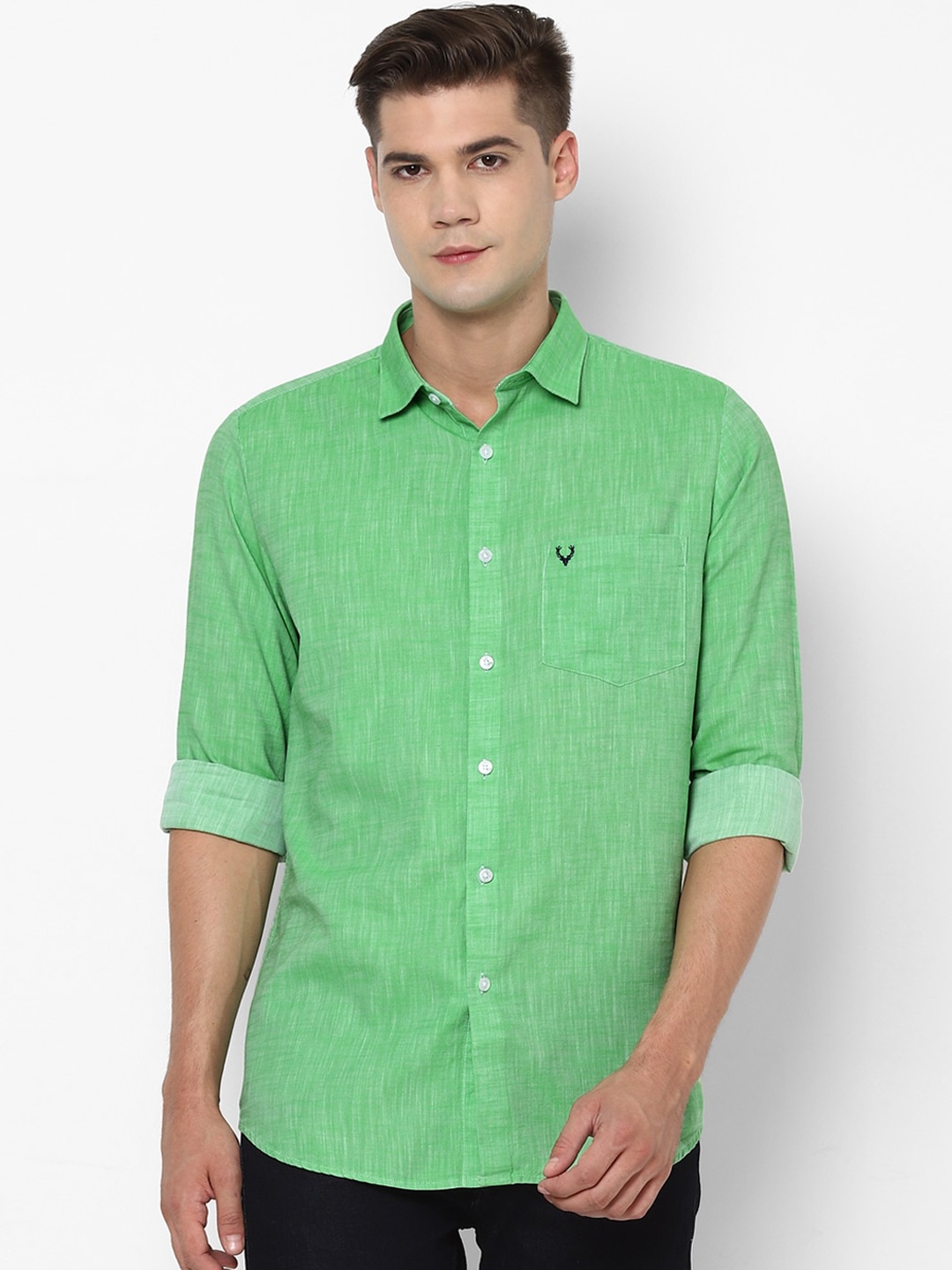 

Allen Solly Men Green Pure Cotton Slim Fit Casual Shirt