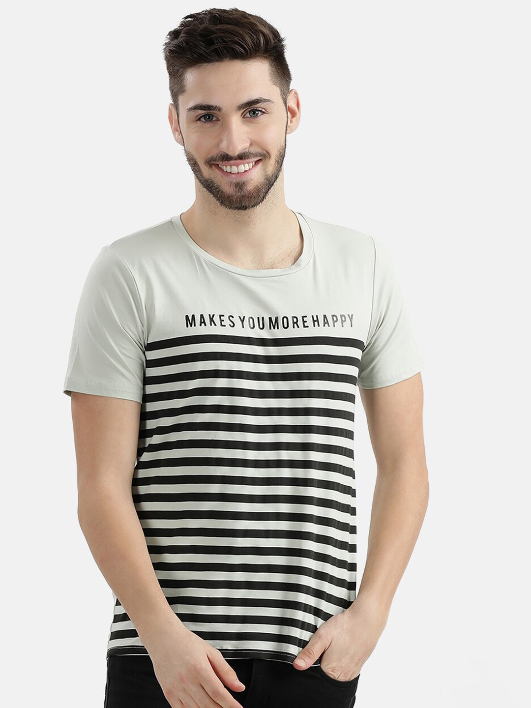

V2 Value & Variety Men Green Striped T-shirt