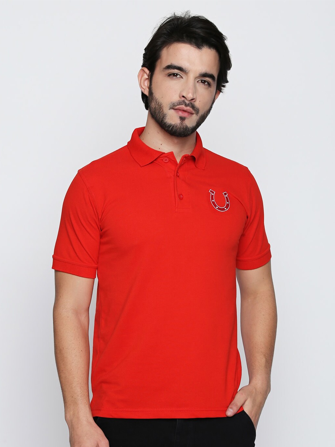 

Blacksmith Men Red Pure Cotton Polo Collar T-shirt