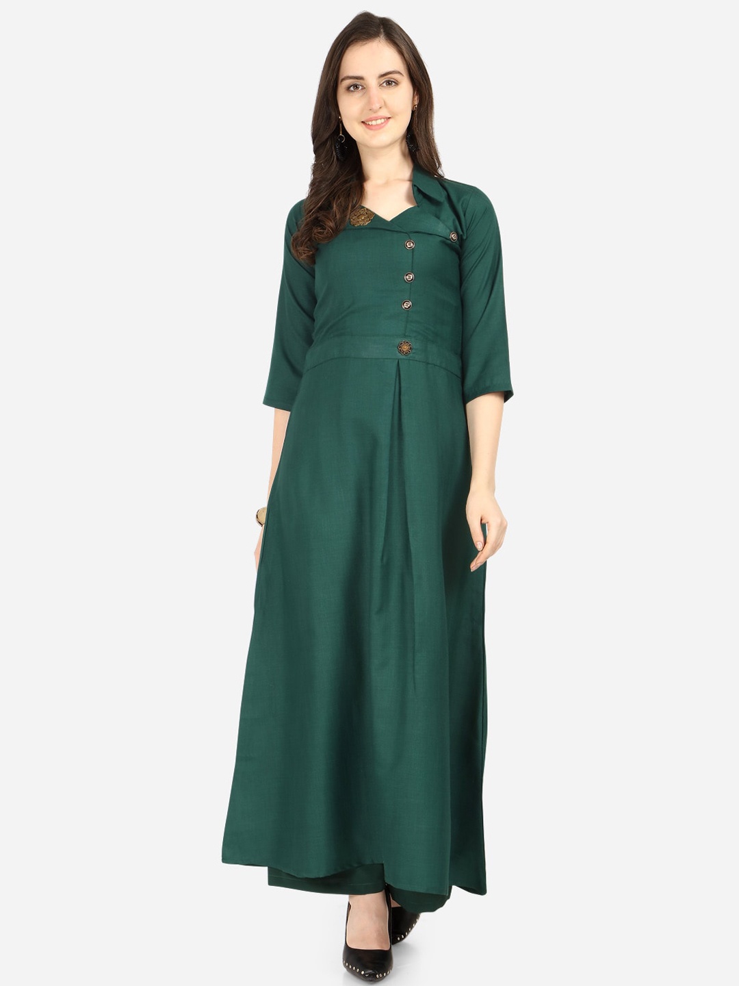 

SAADHVI Women Green Solid Anarkali Kurta