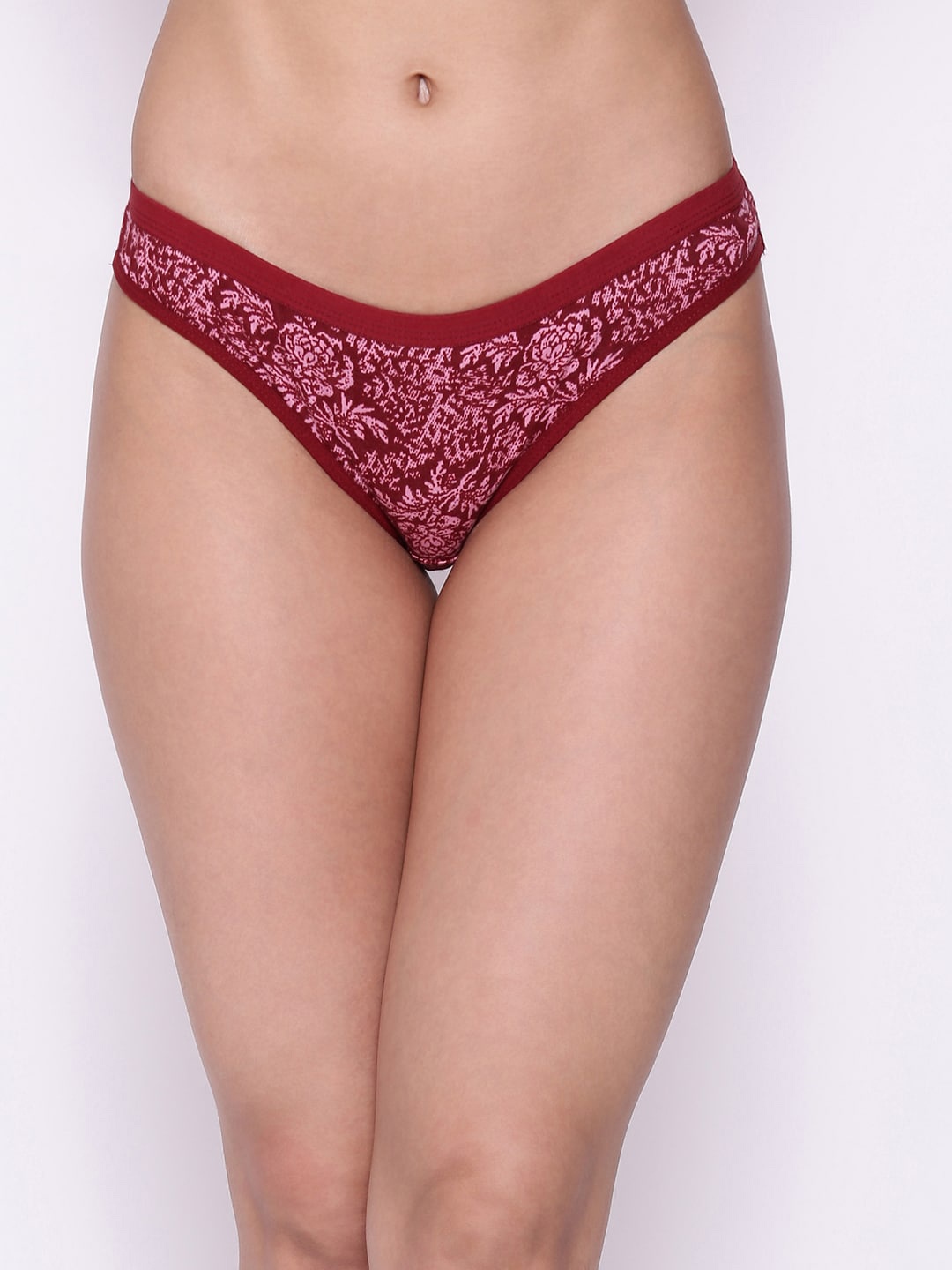 

Clovia Women Maroon & White Floral Printed Low Waist Cotton Hipster Briefs PN3465T09