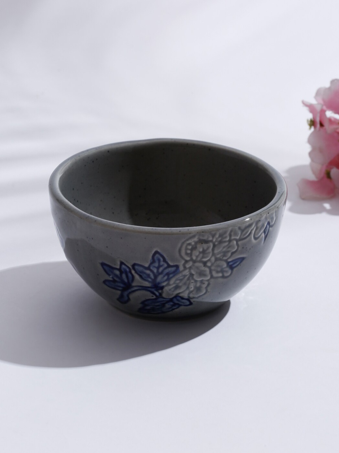 

Fabindia Grey & Blue Mudit Handpainted Ceramic Glossy Bowl