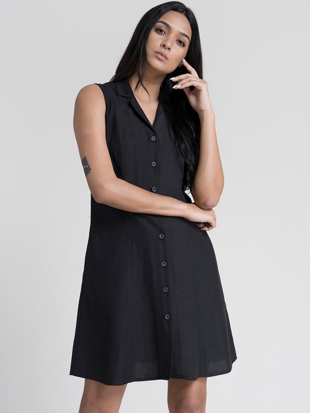 

FableStreet Black Shirt Dress