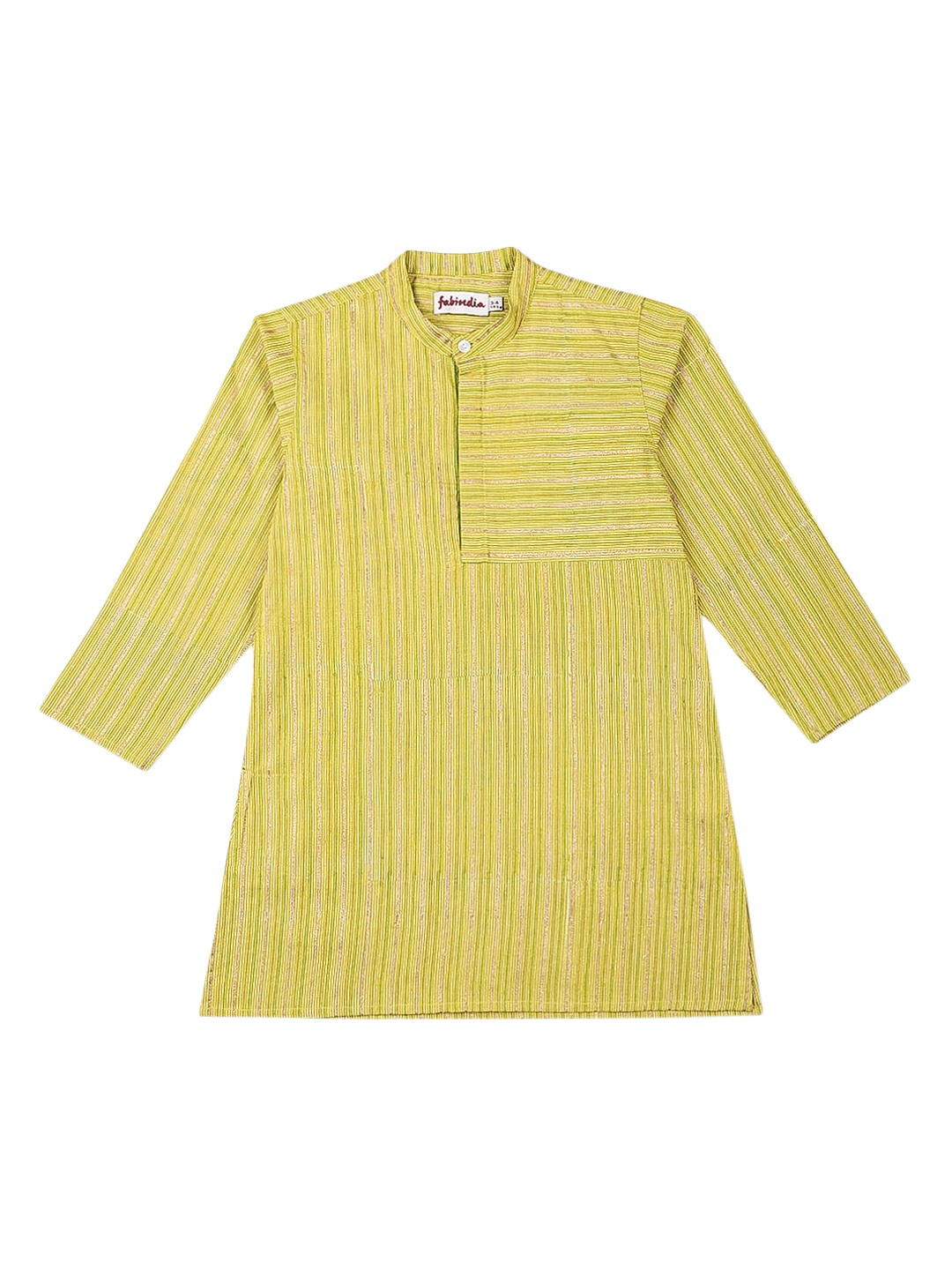 

Fabindia Boys Green Striped Pure Cotton Kurta