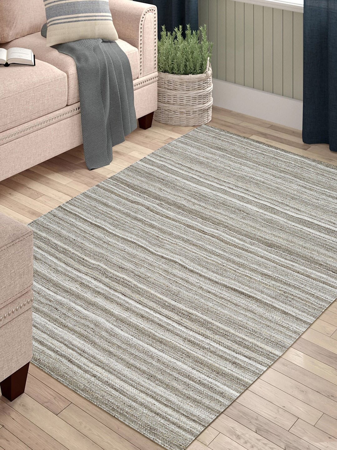 

Fabindia Beige Striped Woven Dhurrie