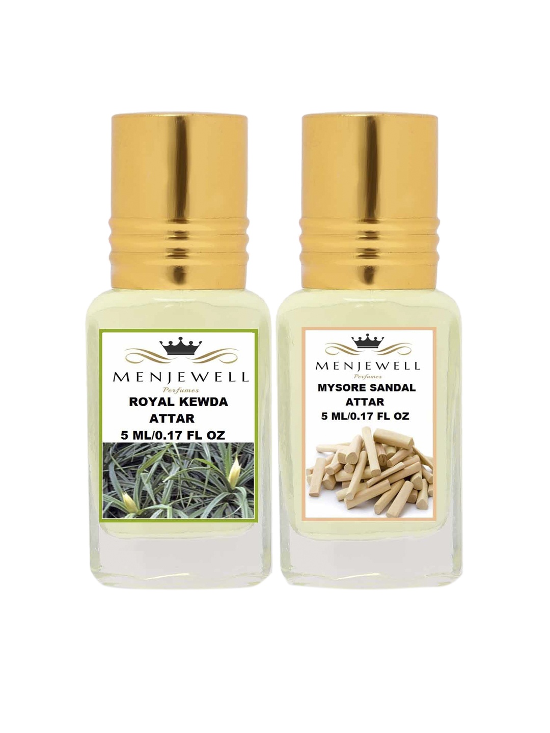 

Menjewell Set of 2 Royal Kewda Mysore Sandal Attar, Transparent