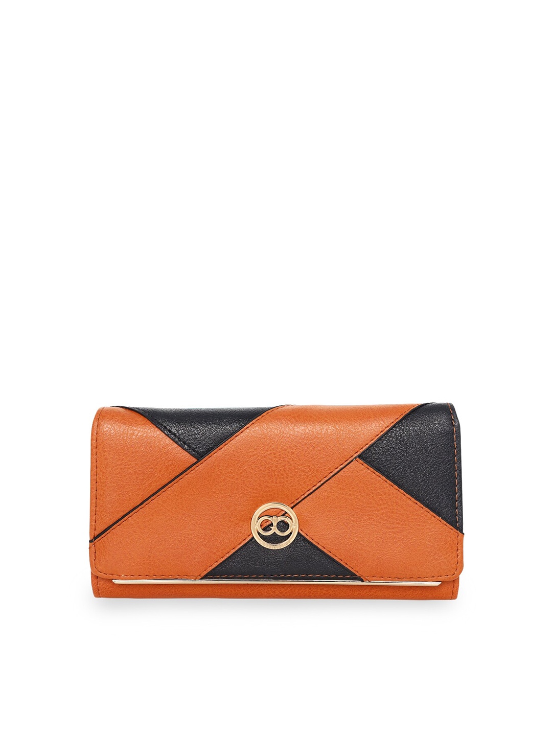 

GIO COLLECTION Women Tan & Blue Textured PU Envelope