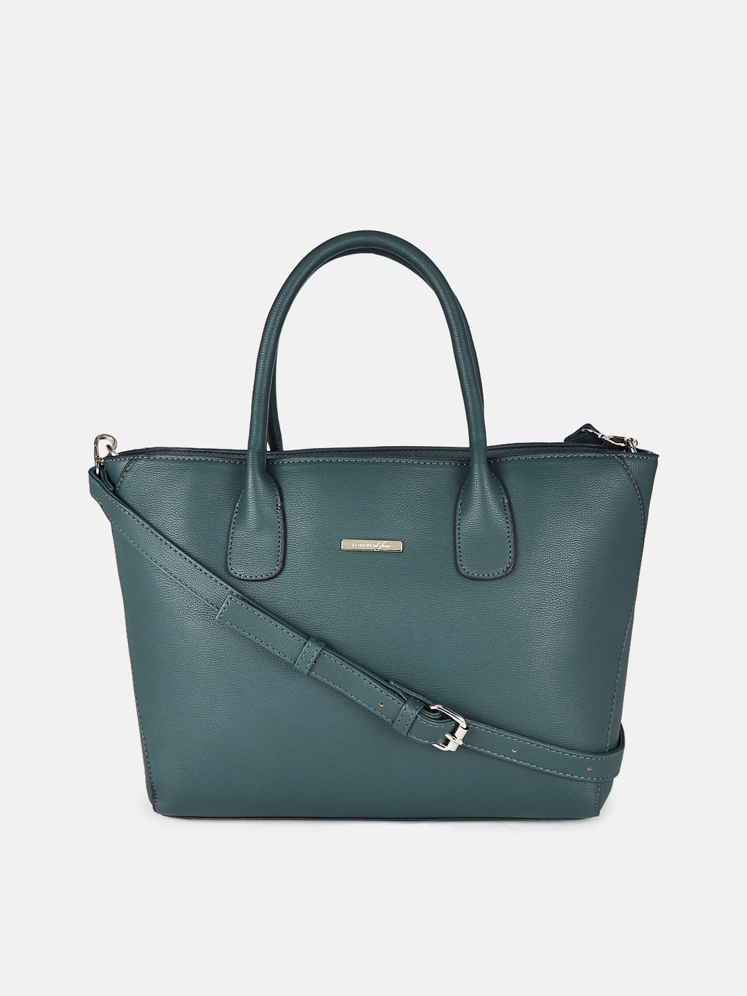 

Forever Glam by Pantaloons Teal Solid Structured Handheld Bag