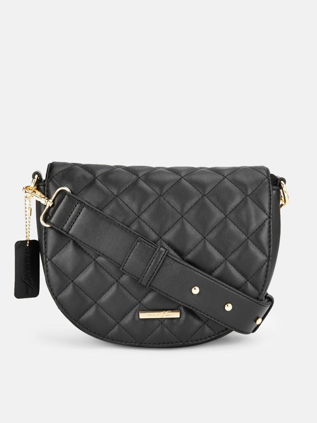 

Forever Glam by Pantaloons Black Quilted Half Moon Sling Bag