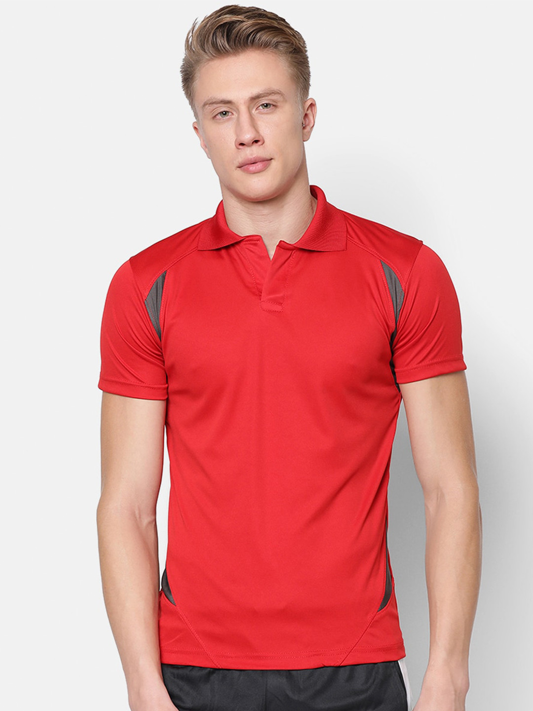 

V2 Value & Variety Men Red Polo Collar T-shirt