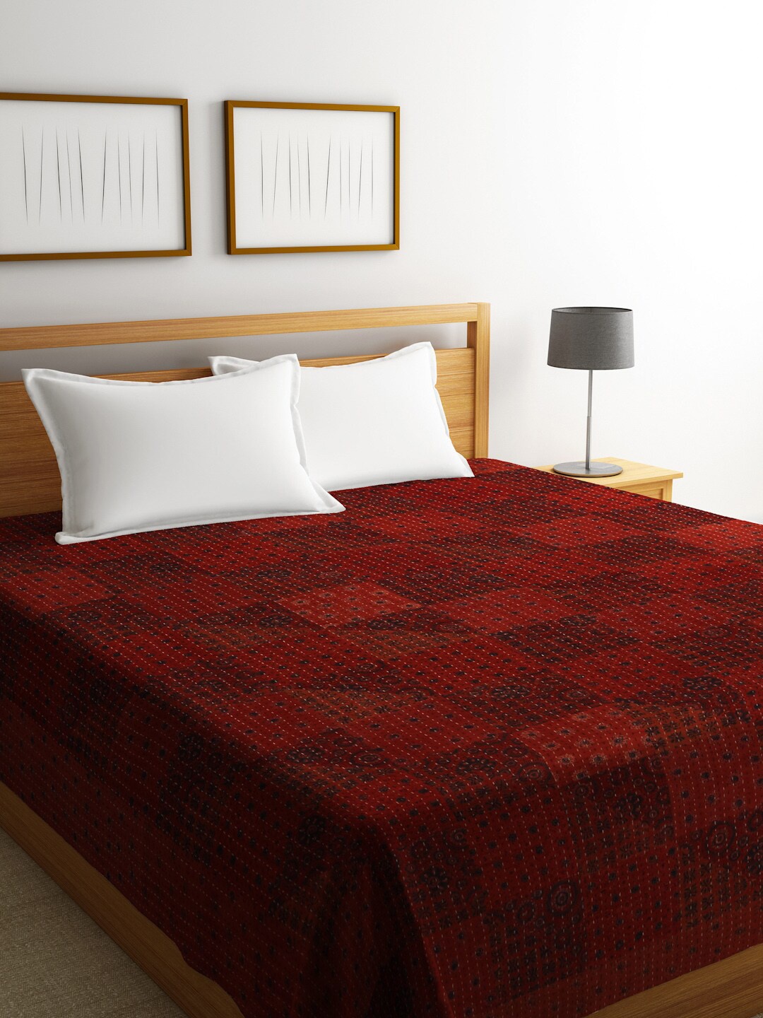 

Fabindia Red Printed 116 TC Double Bed Cover