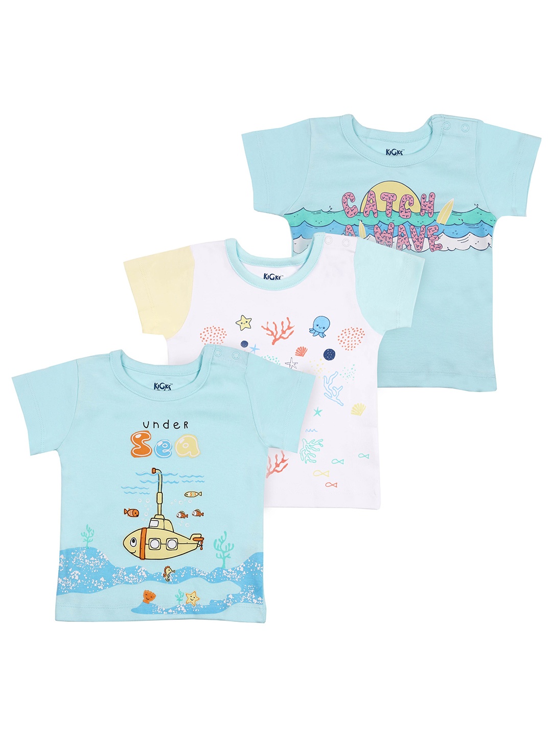 

KICKS & CRAWL Boys Set Of 3 Printed Applique T-Shirts, White