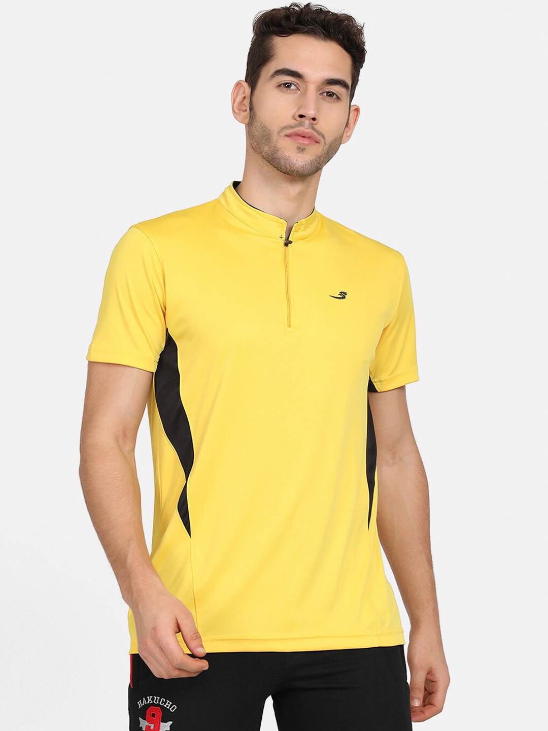 

V2 Value & Variety Men Yellow Henley Neck T-shirt