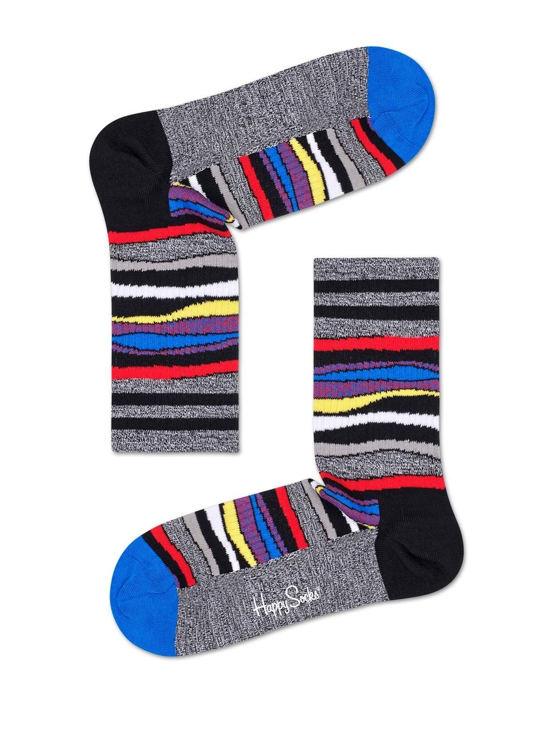 

Happy Socks Unisex Grey & Black Striped Calf-Length Socks