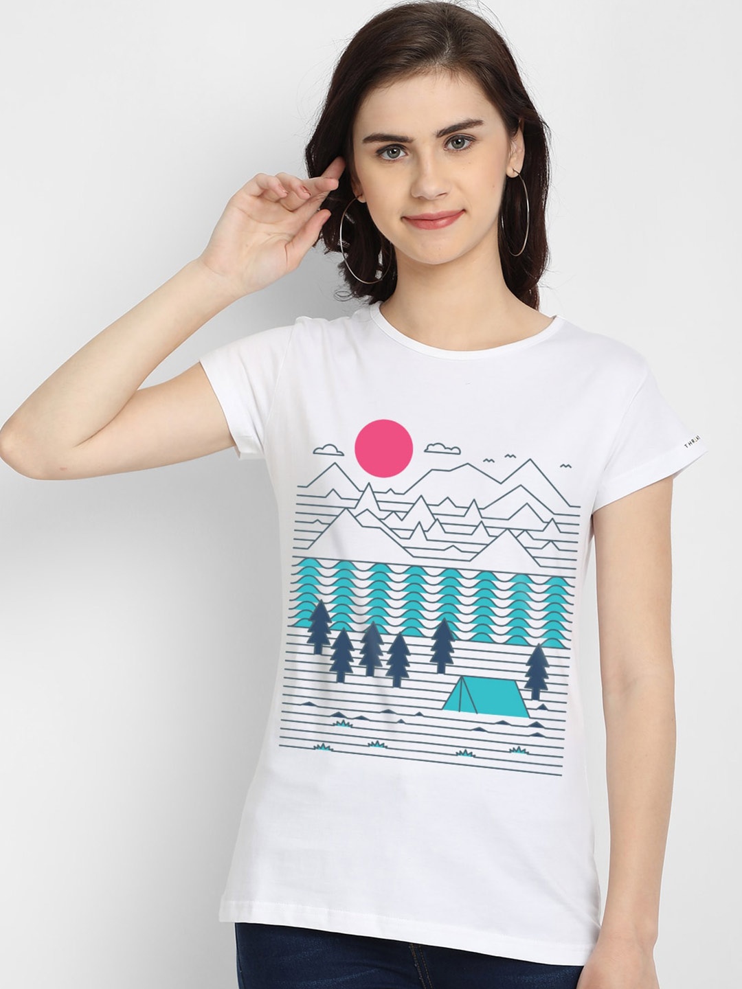 

THREADCURRY Women White Printed T-shirt