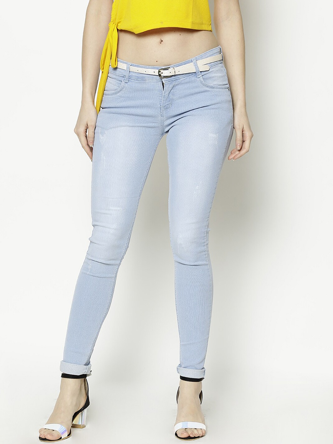 

V2 Value & Variety Women Blue Regular Fit Mid Rise Low Distressed Jeans