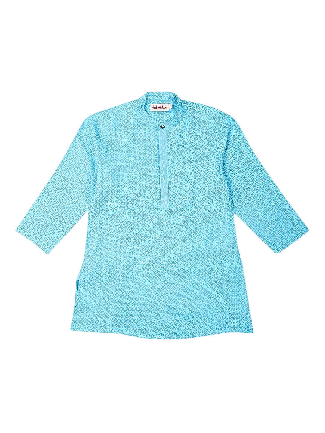 

Fabindia Boys Blue Geometric Printed Kurta