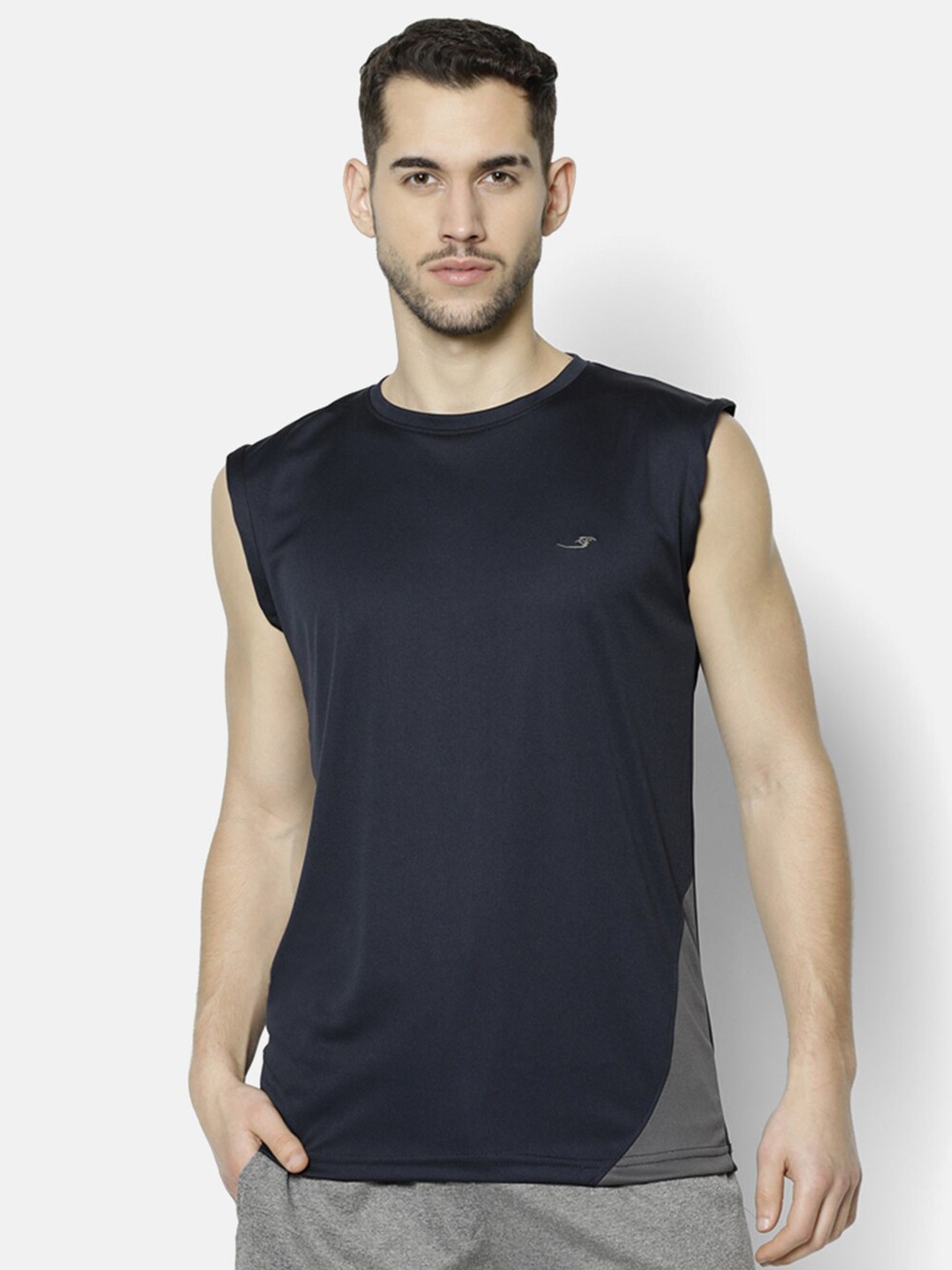 

V2 Value & Variety Men Solid Navy Blue T-shirt
