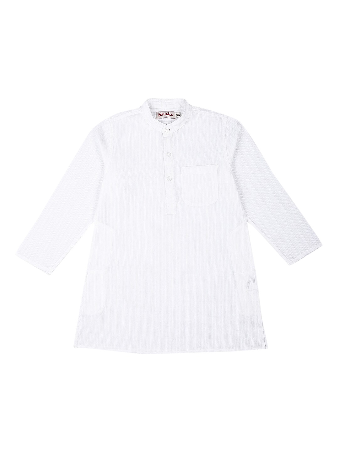 

Fabindia Boys White Striped Dobby Weave Pure Cotton Kurta