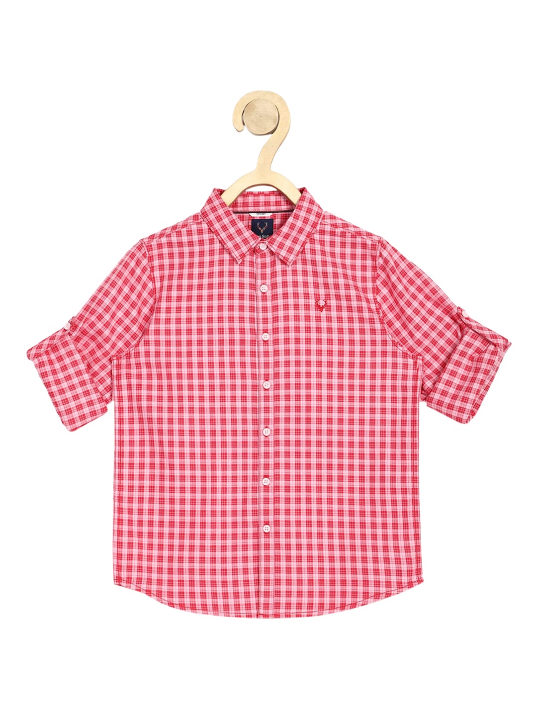 

Allen Solly Junior Boys Red & White Slim Fit Tartan Checks Pure Cotton Casual Shirt