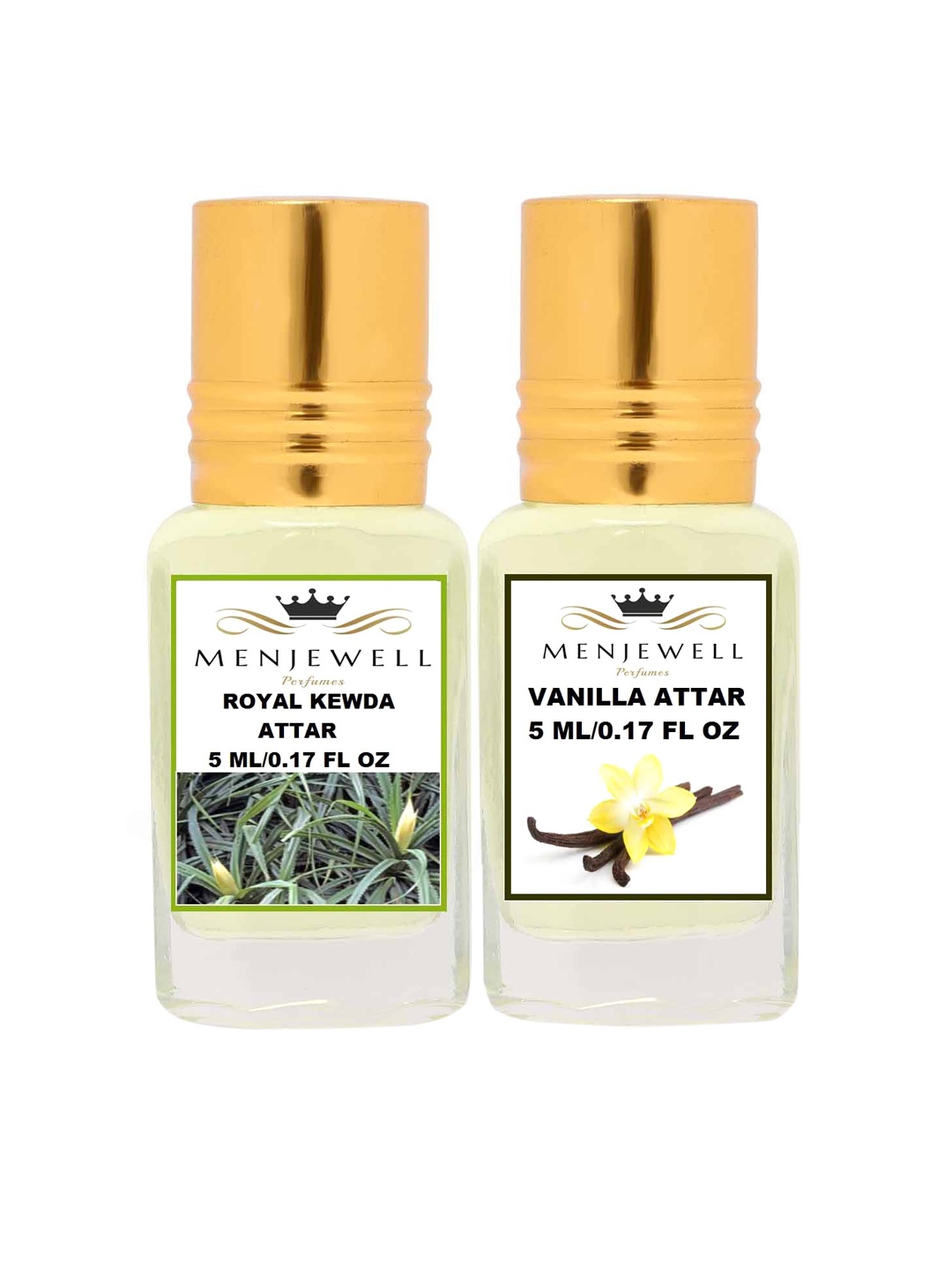 

Menjewell Set of 2 Royal Kewda Vanilla Attar, Transparent
