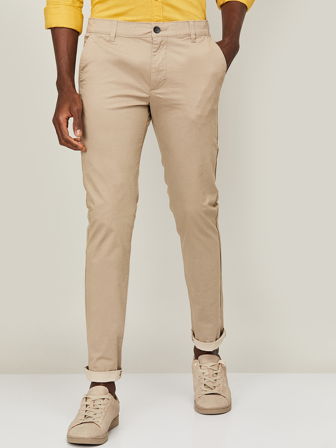 

Fame Forever by Lifestyle Men Beige Slim Fit Chinos Trousers