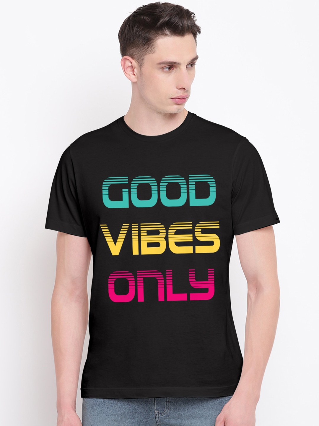 

THREADCURRY Men Black Typography Printed T-shirt