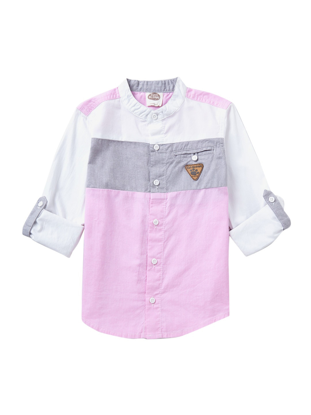

Cub McPaws Boys Pink & Grey Colourblocked Casual Shirt