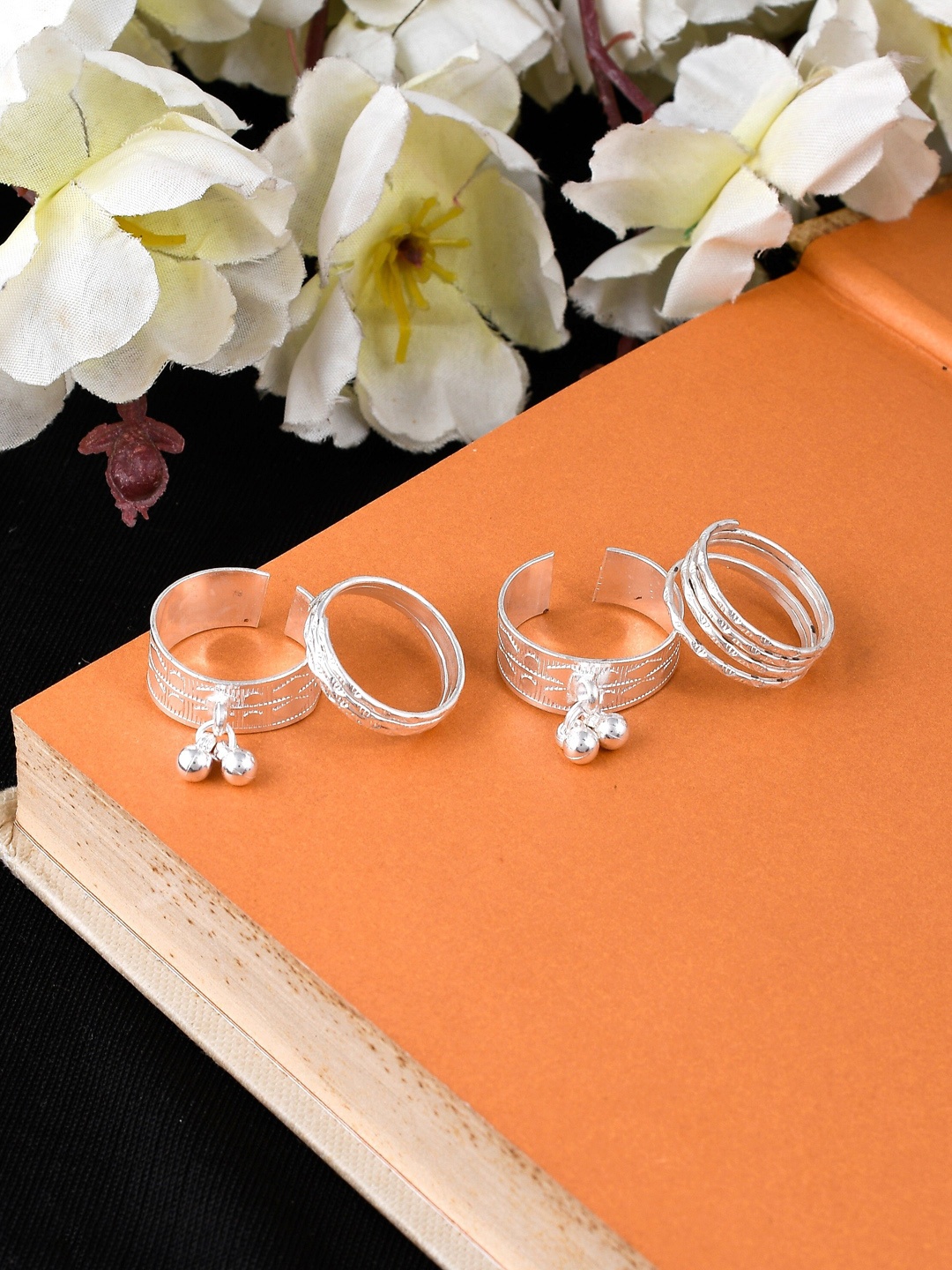 

Silvermerc Designs Set Of 2 Silver-Plated Ghungroo Toerings