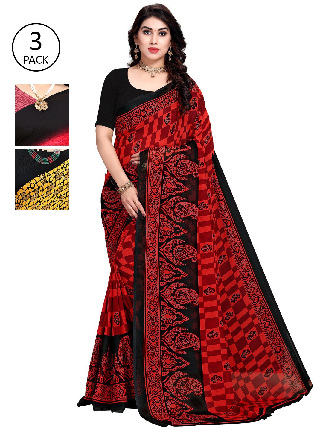 

KALINI Pack Of 3 Printed Saree, Multi