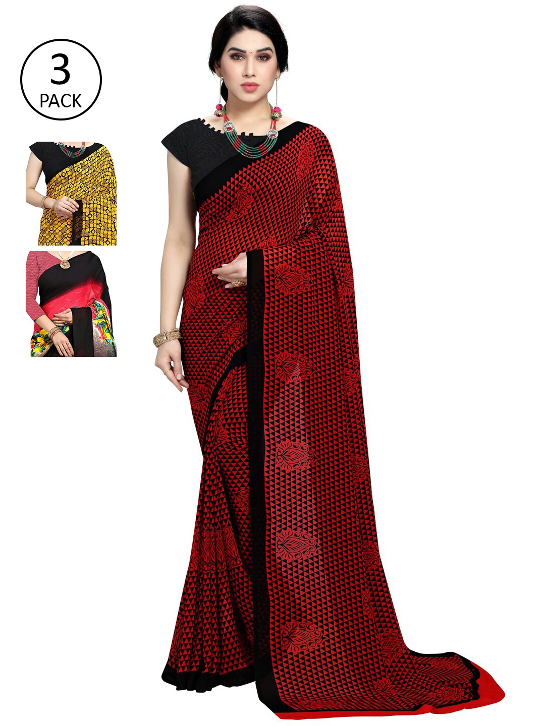 

KALINI Pack Of 3 Printed Saree, Multi