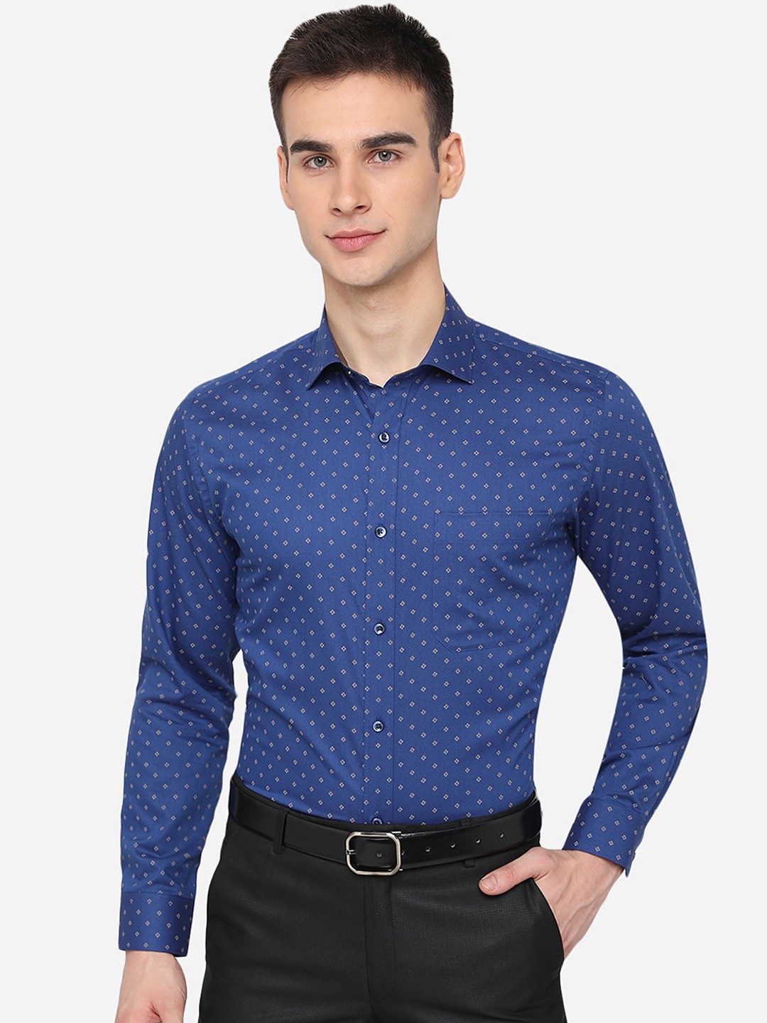 

Greenfibre Men Blue Slim Fit Printed Casual Shirt