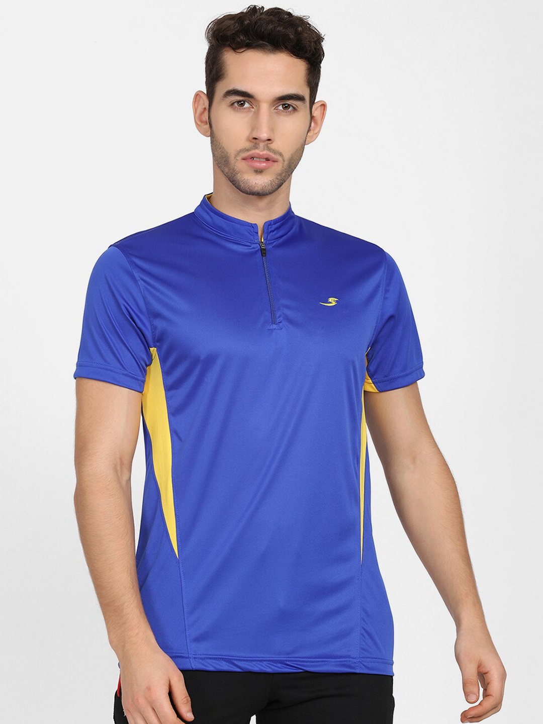 

V2 Value & Variety Men Blue & Yellow Colourblocked Outdoor T-shirt