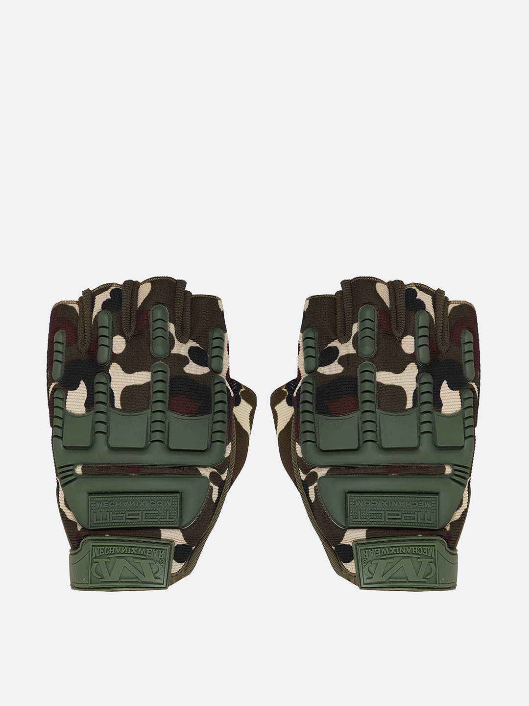 

FabSeasons Unisex Beige & Green Camouflage Printed Riding Gloves
