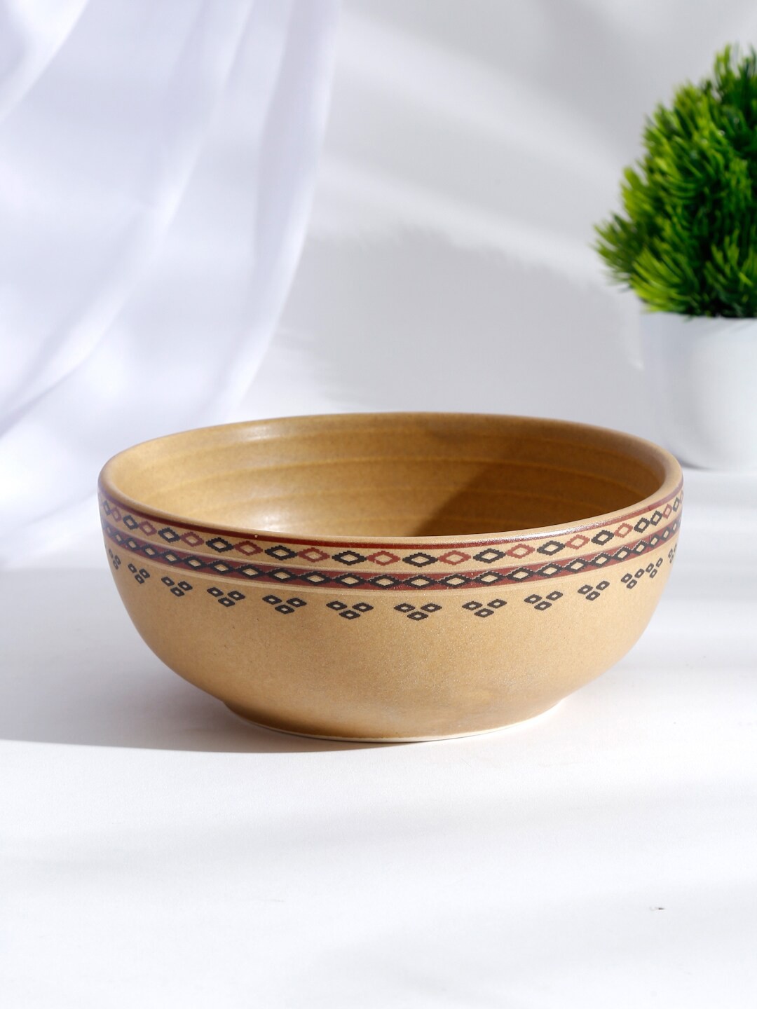 

Fabindia Beige Ceramic Rega Decal Bowl 600ml
