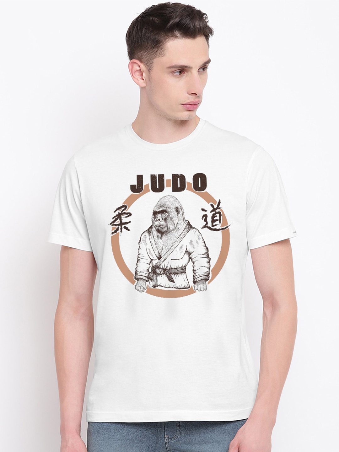 

THREADCURRY Men White Graphic Print T-shirt