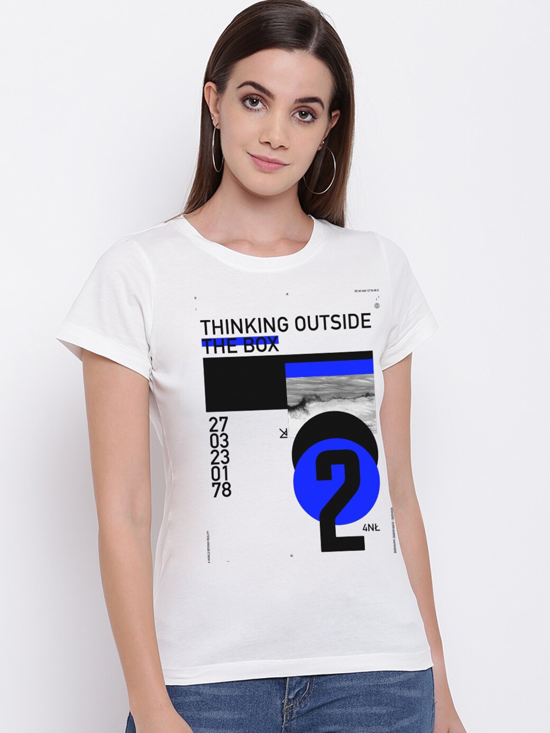 

THREADCURRY Women White Typography Printed T-shirt