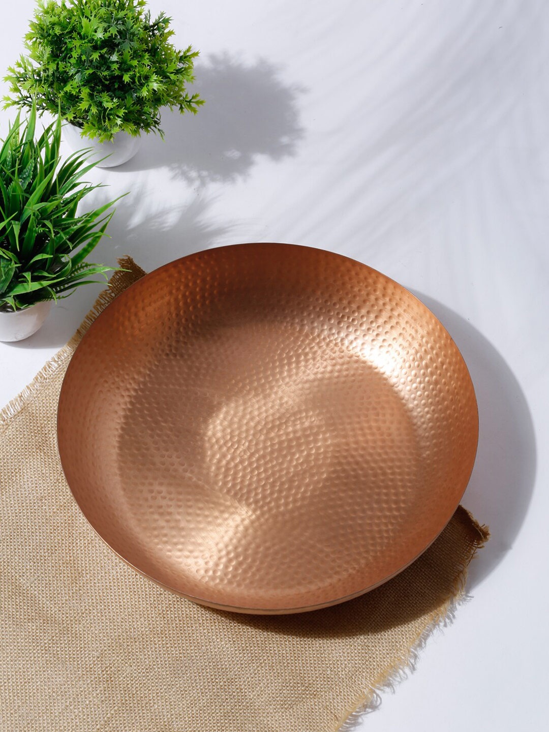 

Fabindia Copper-Toned & 1 Piece Copper Tamra Hammered Plate