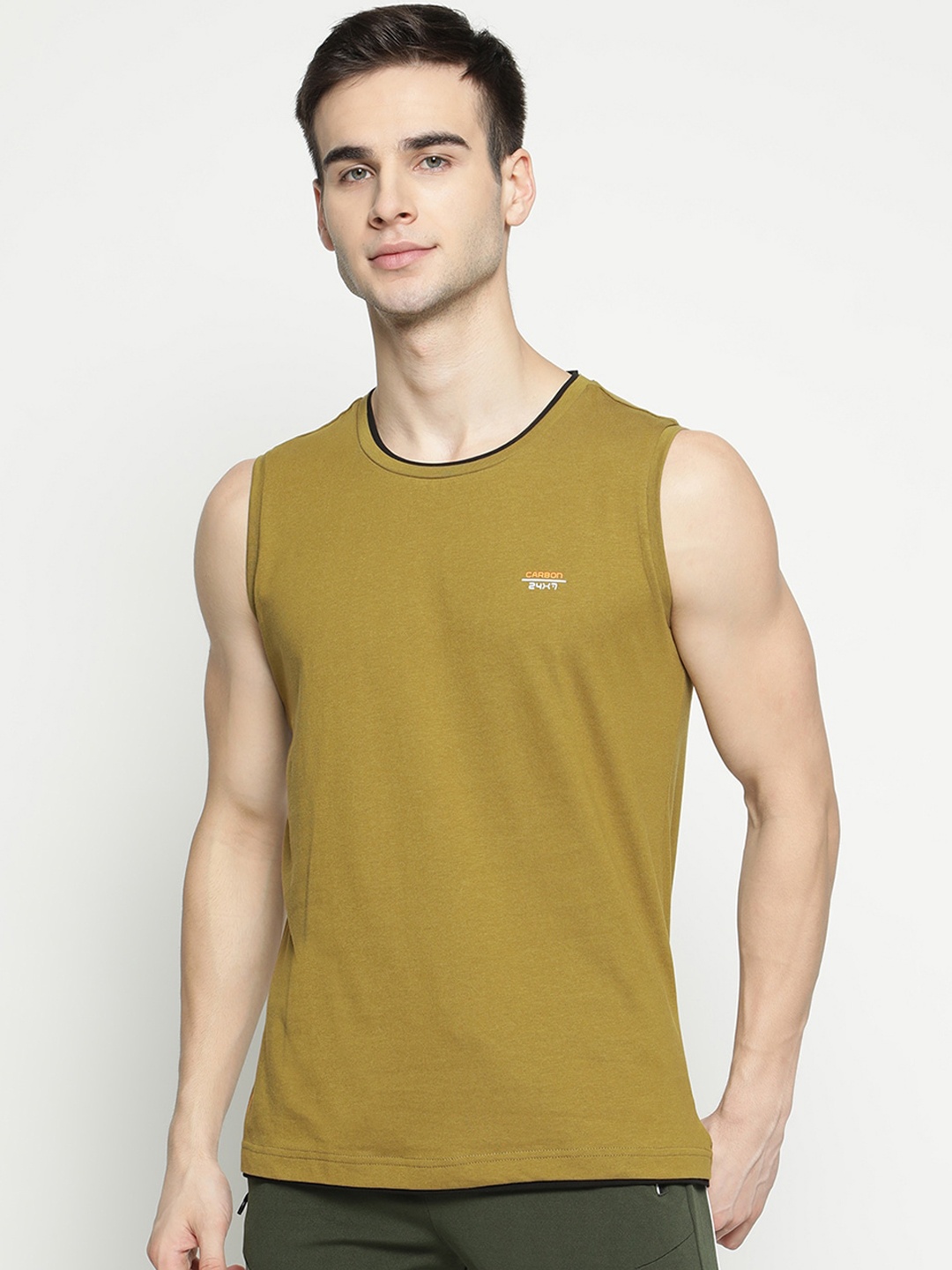 

V2 Value & Variety Men Olive Green Solid Cotton Innerwear Vest