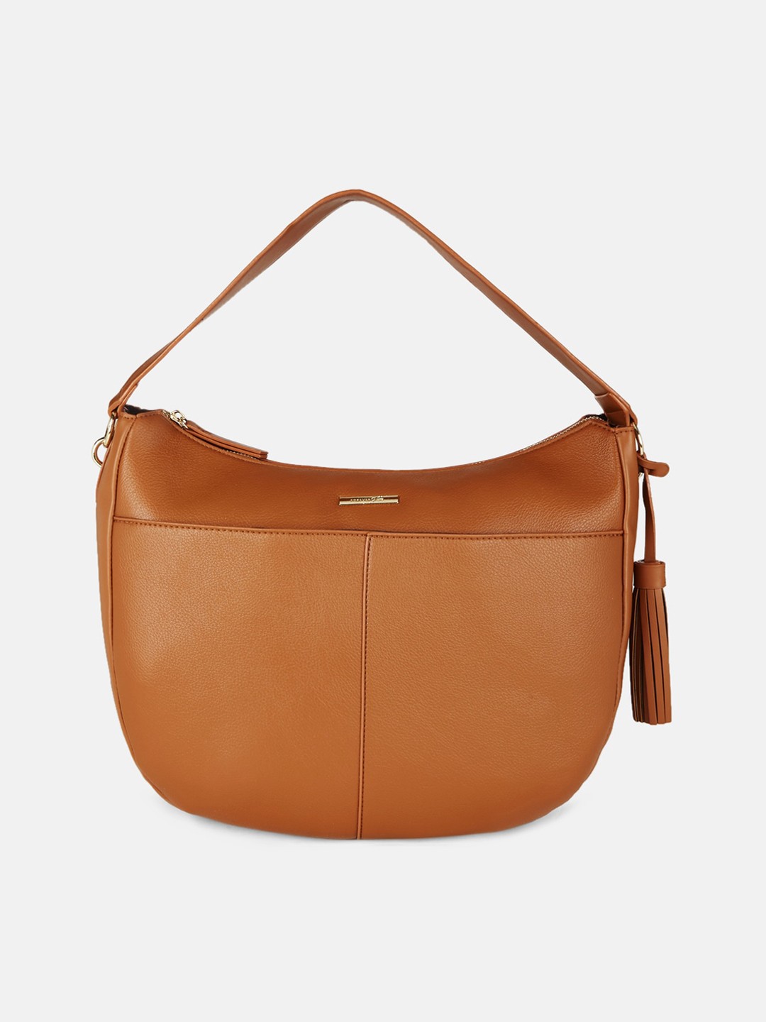 

Forever Glam by Pantaloons Tan Half Moon Hobo Bag with Tasselled