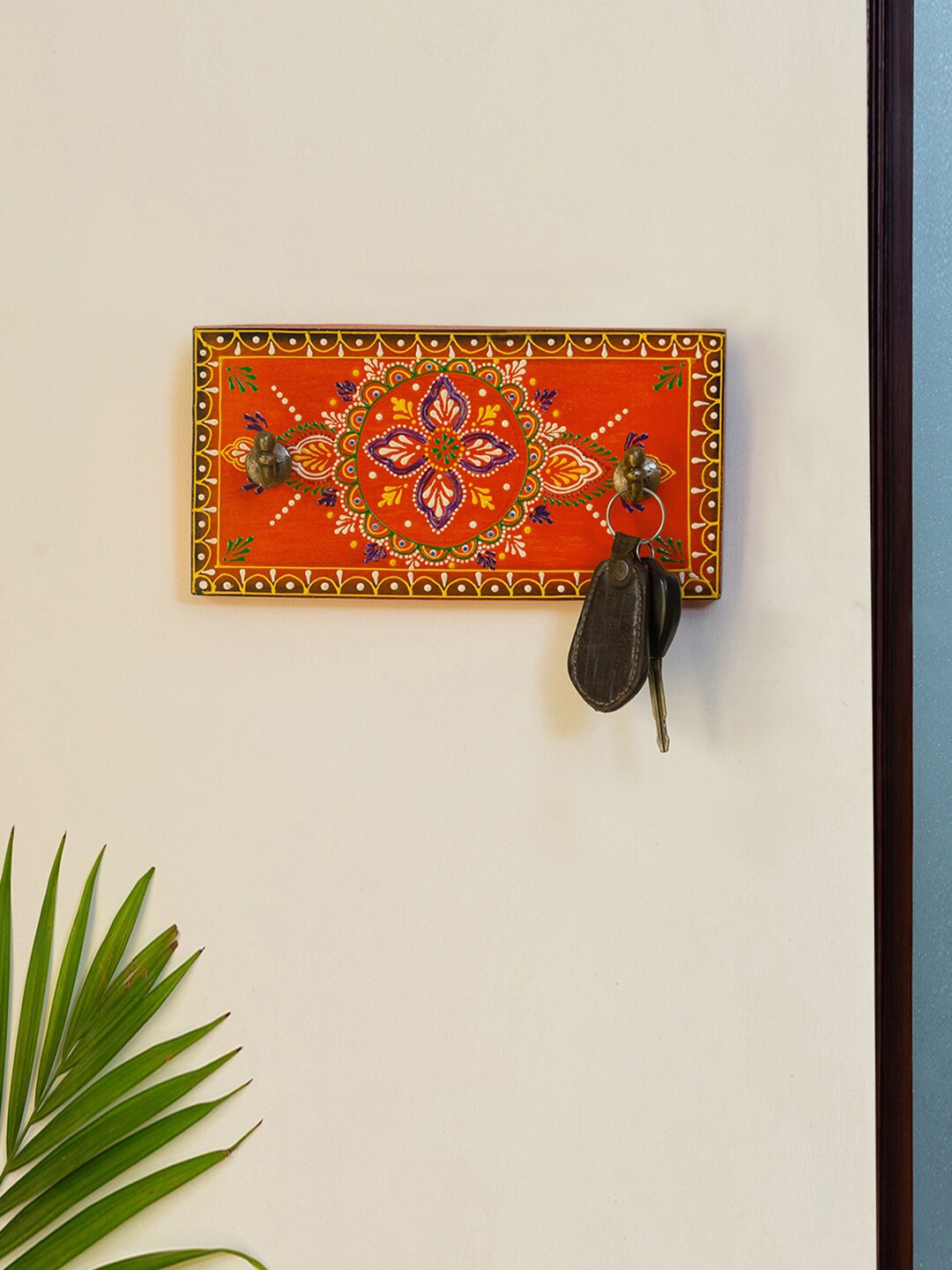 

ExclusiveLane Orange & Blue Hand-Painted Wooden Key Holder