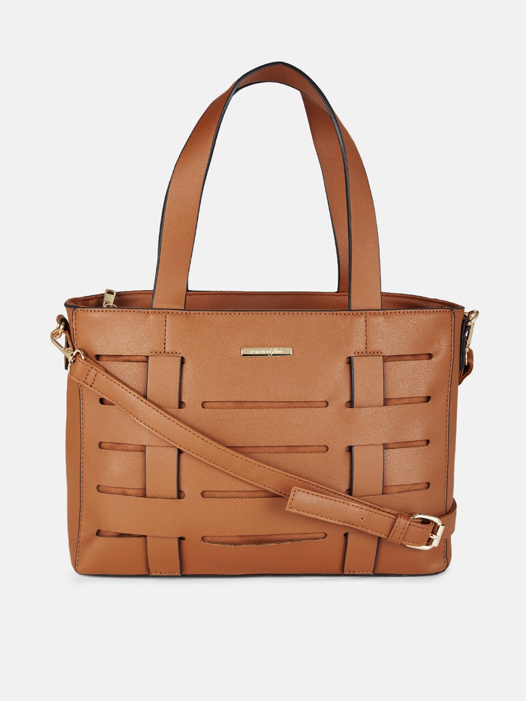 

Forever Glam by Pantaloons Brown Structured Shoulder Bag with Cut Work