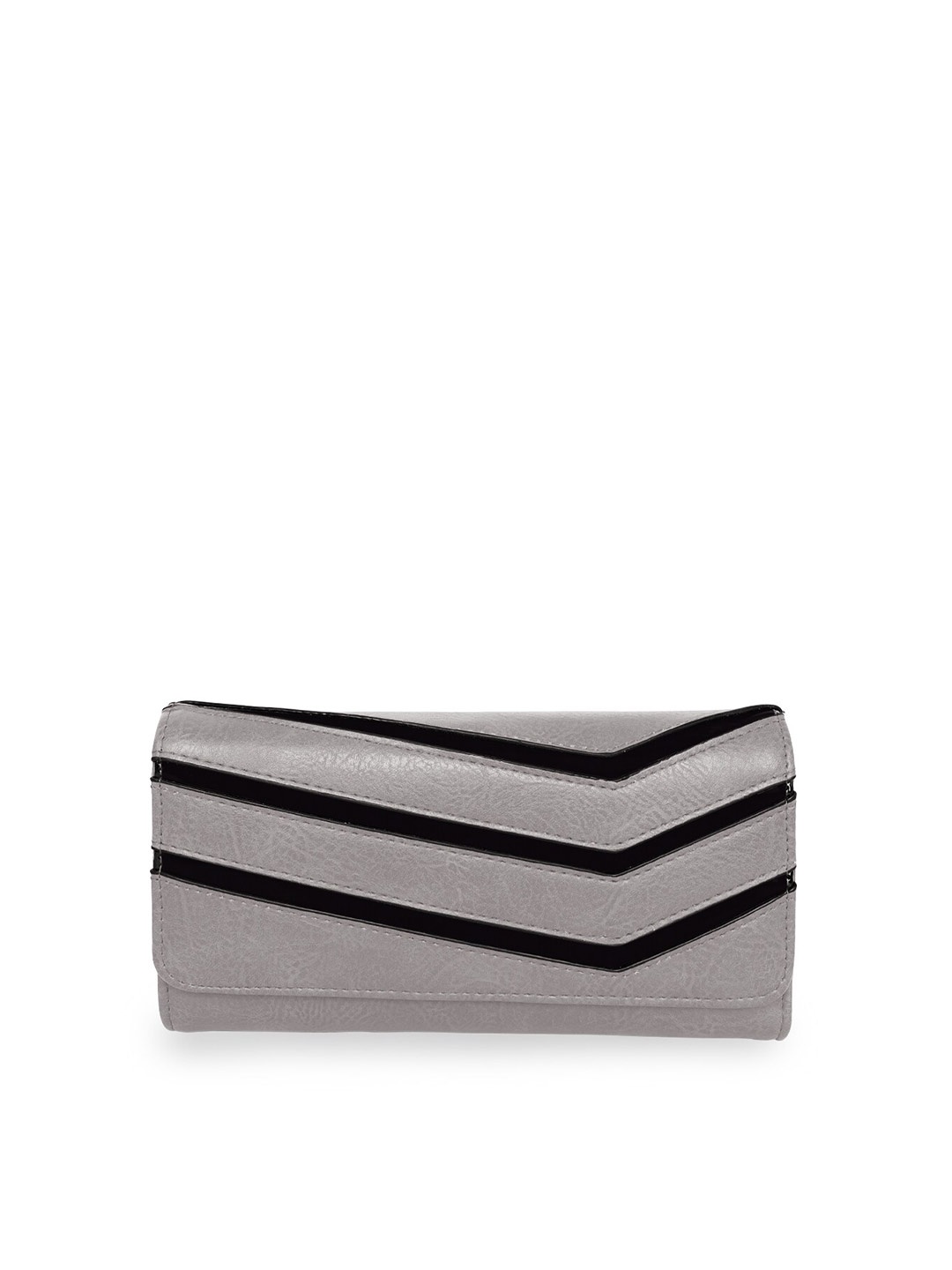

GIO COLLECTION Women Grey & Black Textured PU Envelope Wallet