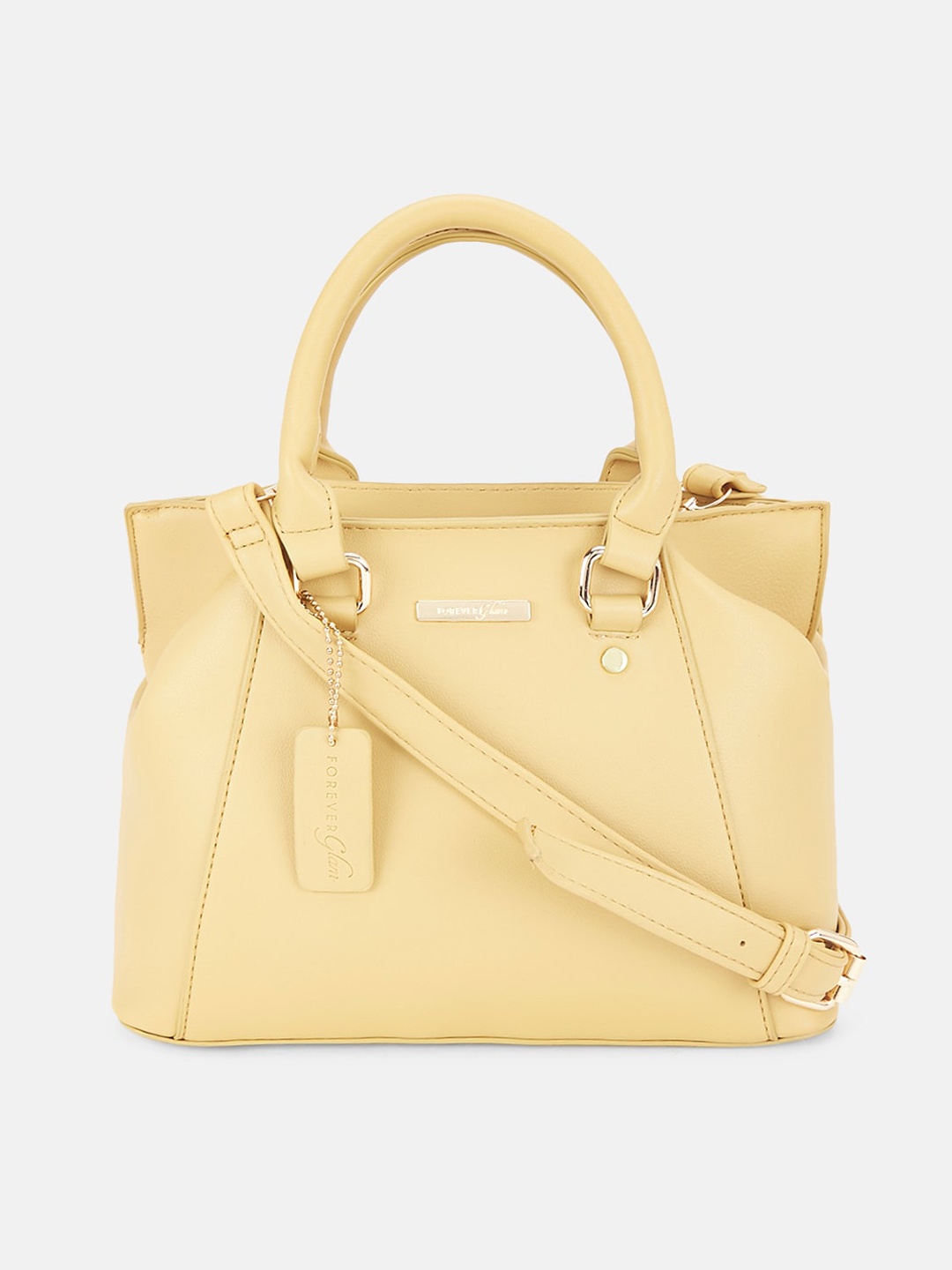 

Forever Glam by Pantaloons Yellow Structured Handheld Bag