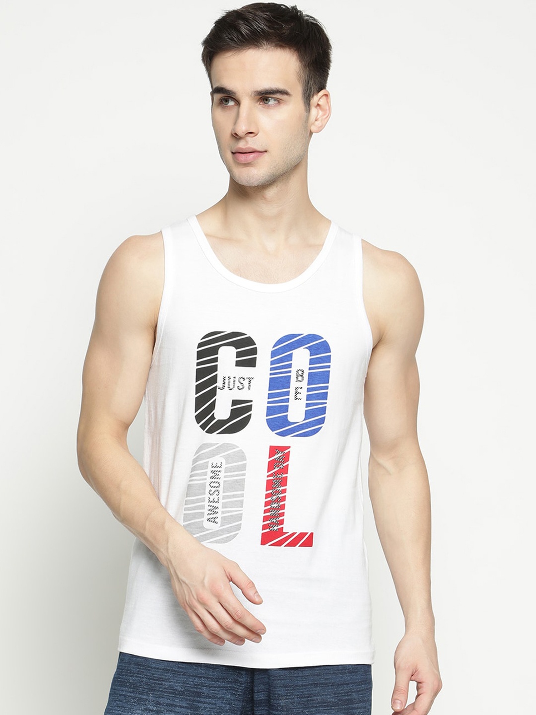 

V2 Value & Variety Men White Printed Innerwear Vest