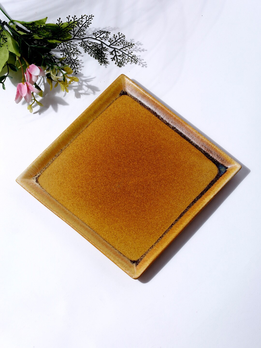 

Fabindia Brown 1 Piece Ceramic Jaksh Glazed Square Serving Plate