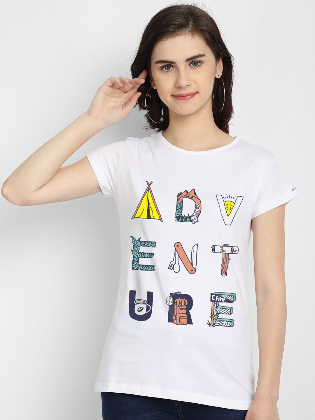 

THREADCURRY Women White Typography Printed T-shirt