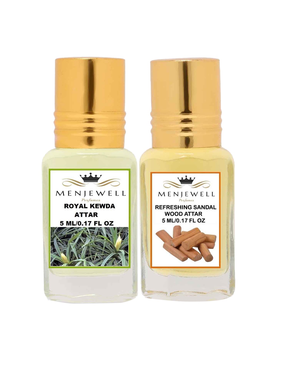 

Menjewell Set of 2 Royal Kewda Refreshing Sandalwood Attar, Transparent