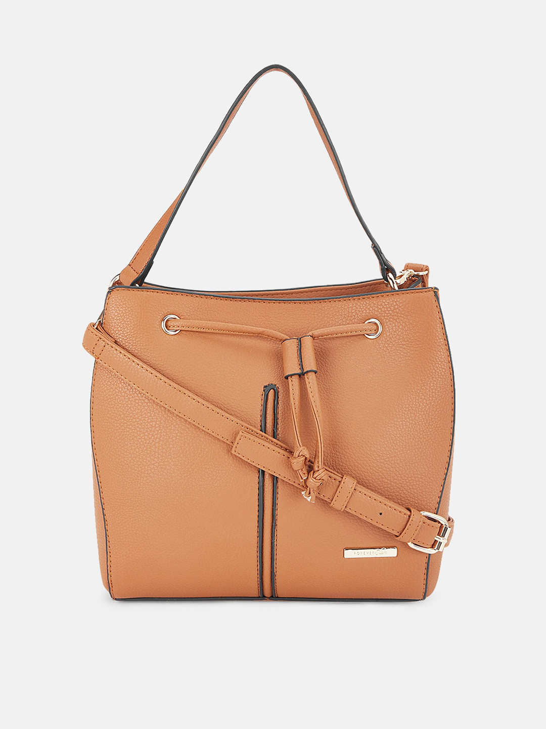

Forever Glam by Pantaloons Tan Structured Hobo Bag