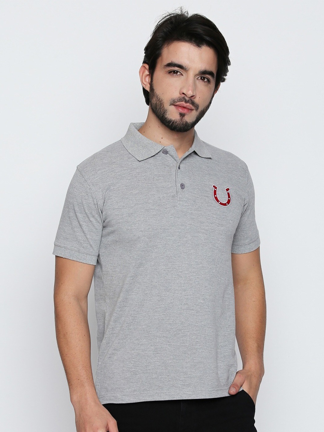 

Blacksmith Men Grey Polo Collar T-shirt